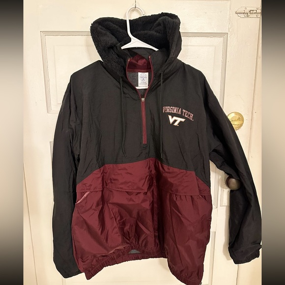 Virginia Tech Windbreaker with Sherpa Fleece Hoodie - Picture 3 of 9